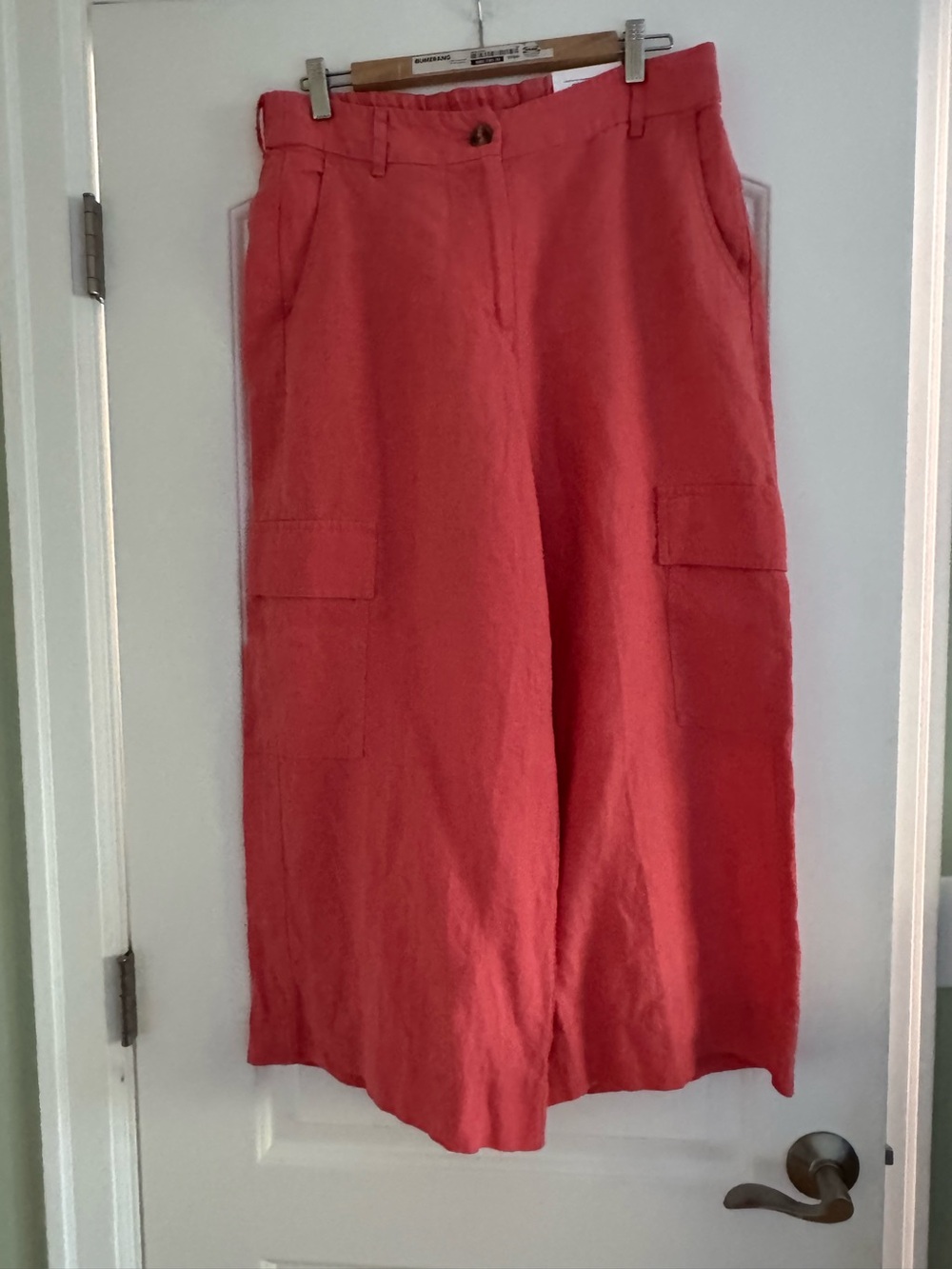 Chico's Coral Wide-Leg Cargo Linen Pants